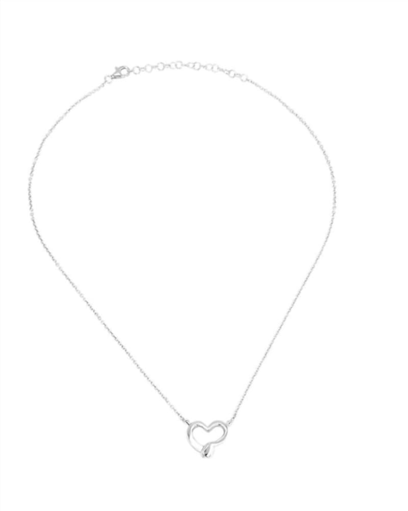 Front of a size O/S Straight To The Heart Necklace in Silver in Silver by UNOde50. | dia_product_style_image_id:330984